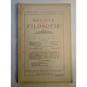 REVISTA  DE  FILOSOFIE  * Ianuarie-Martie 1930  -  Director C. Radulescu-Motru